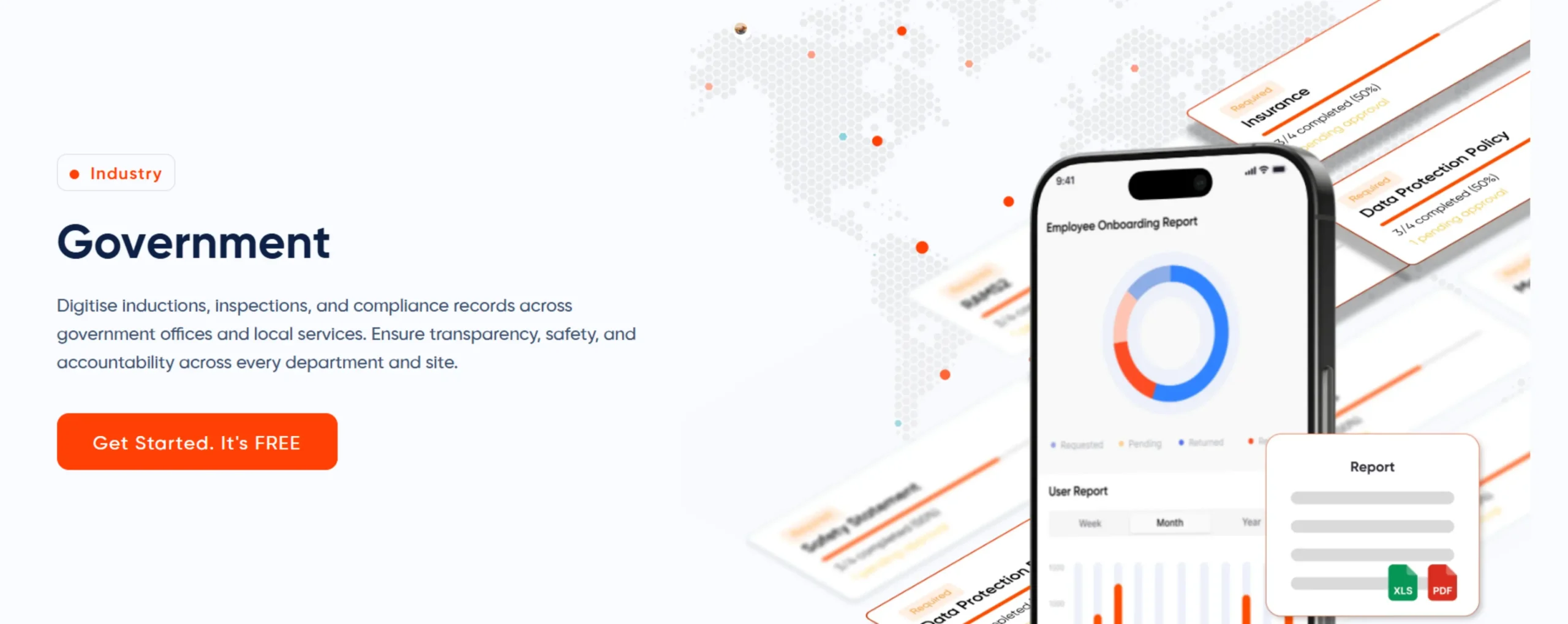 EduSafe compliance platform for government teams with mobile employee onboarding and reporting dashboard