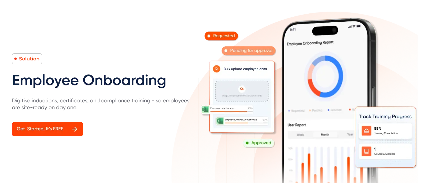 EduSafe employee onboarding software with bulk employee data upload, training progress and compliance tracking